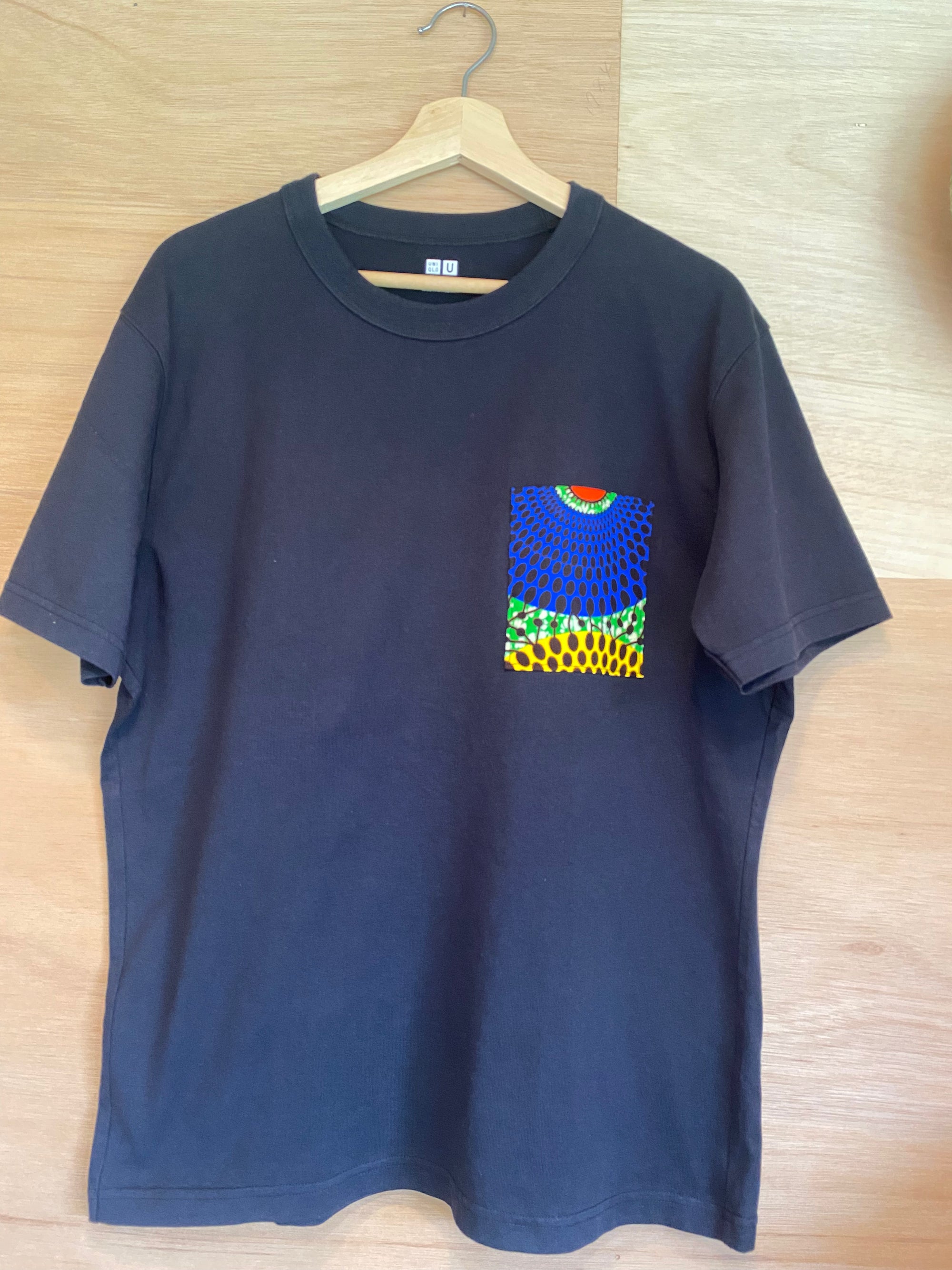 アフリカンポケットTシャツ メンズL ブラック