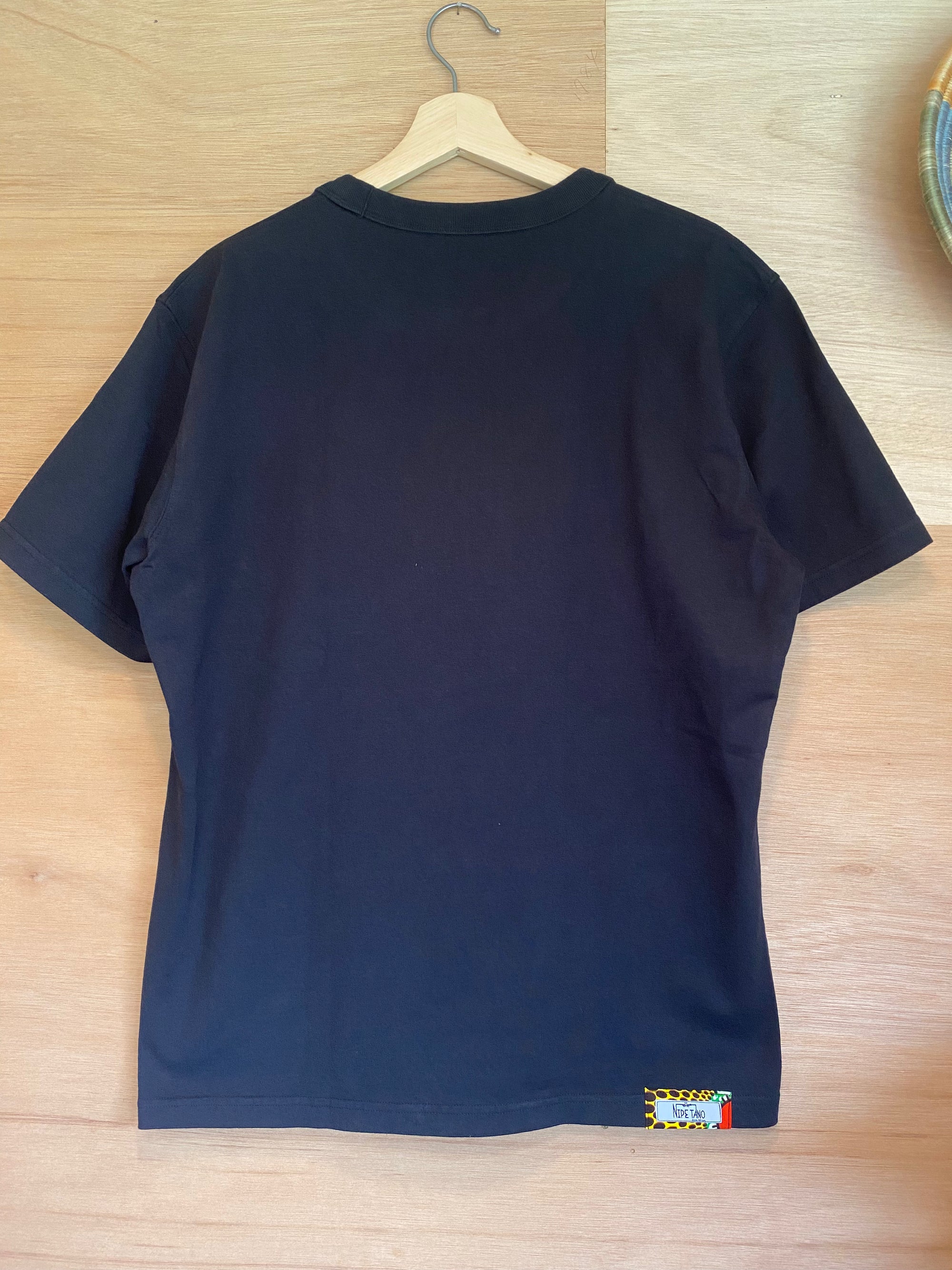 アフリカンポケットTシャツ　メンズL ブラック