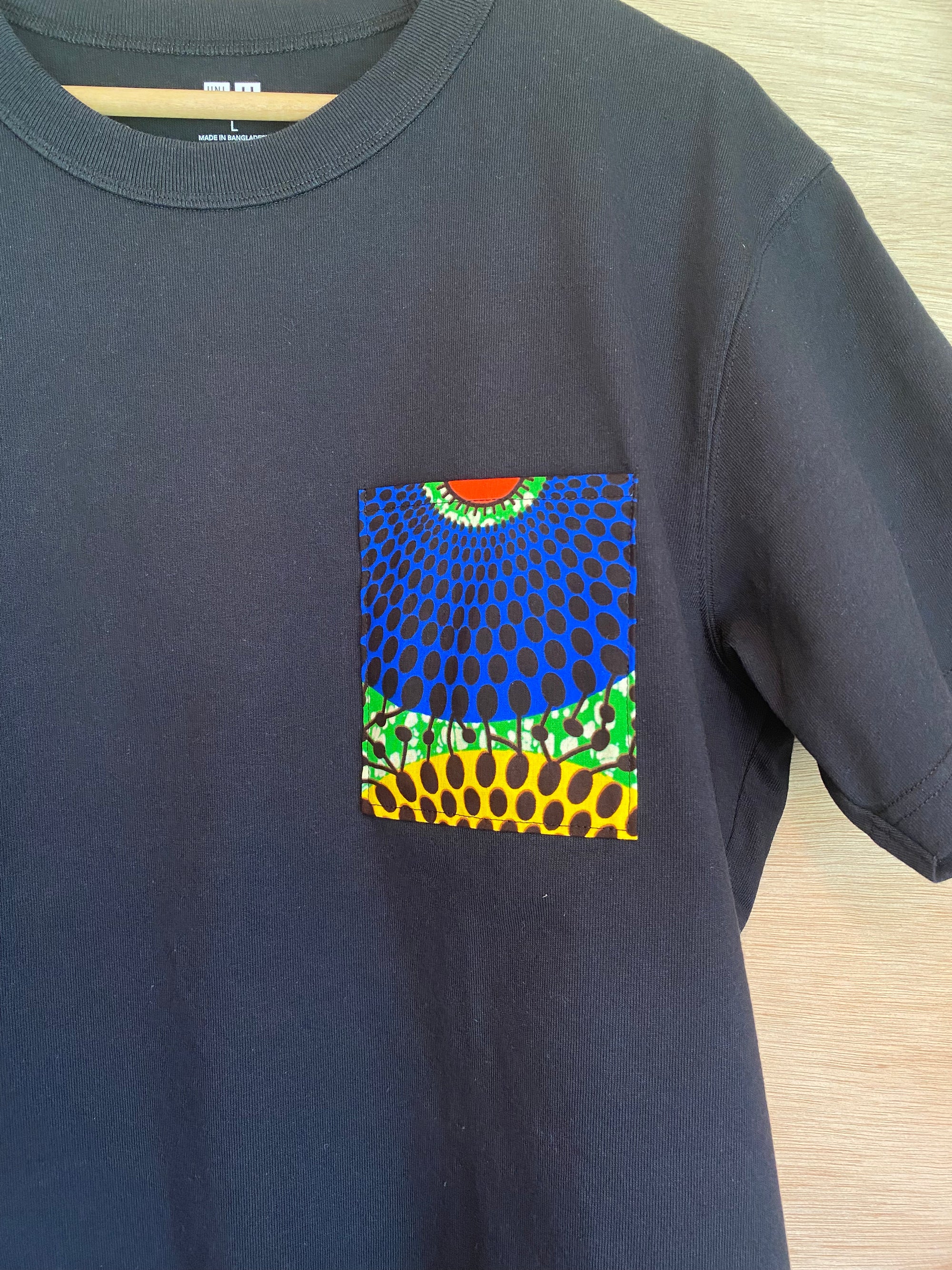アフリカンポケットTシャツ　メンズL ブラック