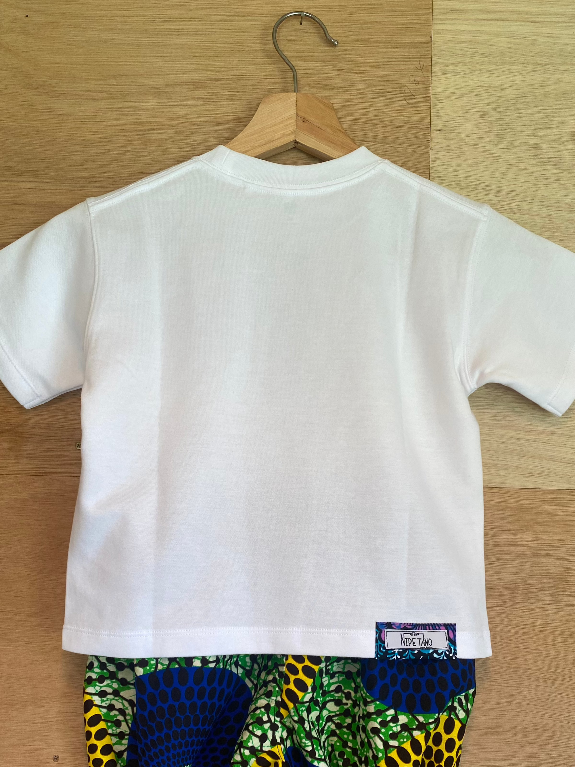子供用アフリカンポケットTシャツ　ホワイト100