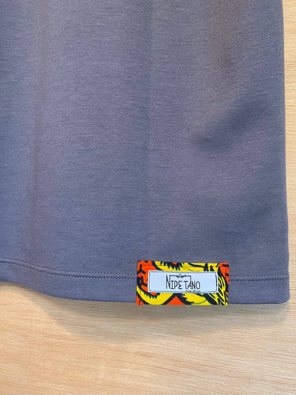 子供用アフリカンポケットTシャツ　グレー140