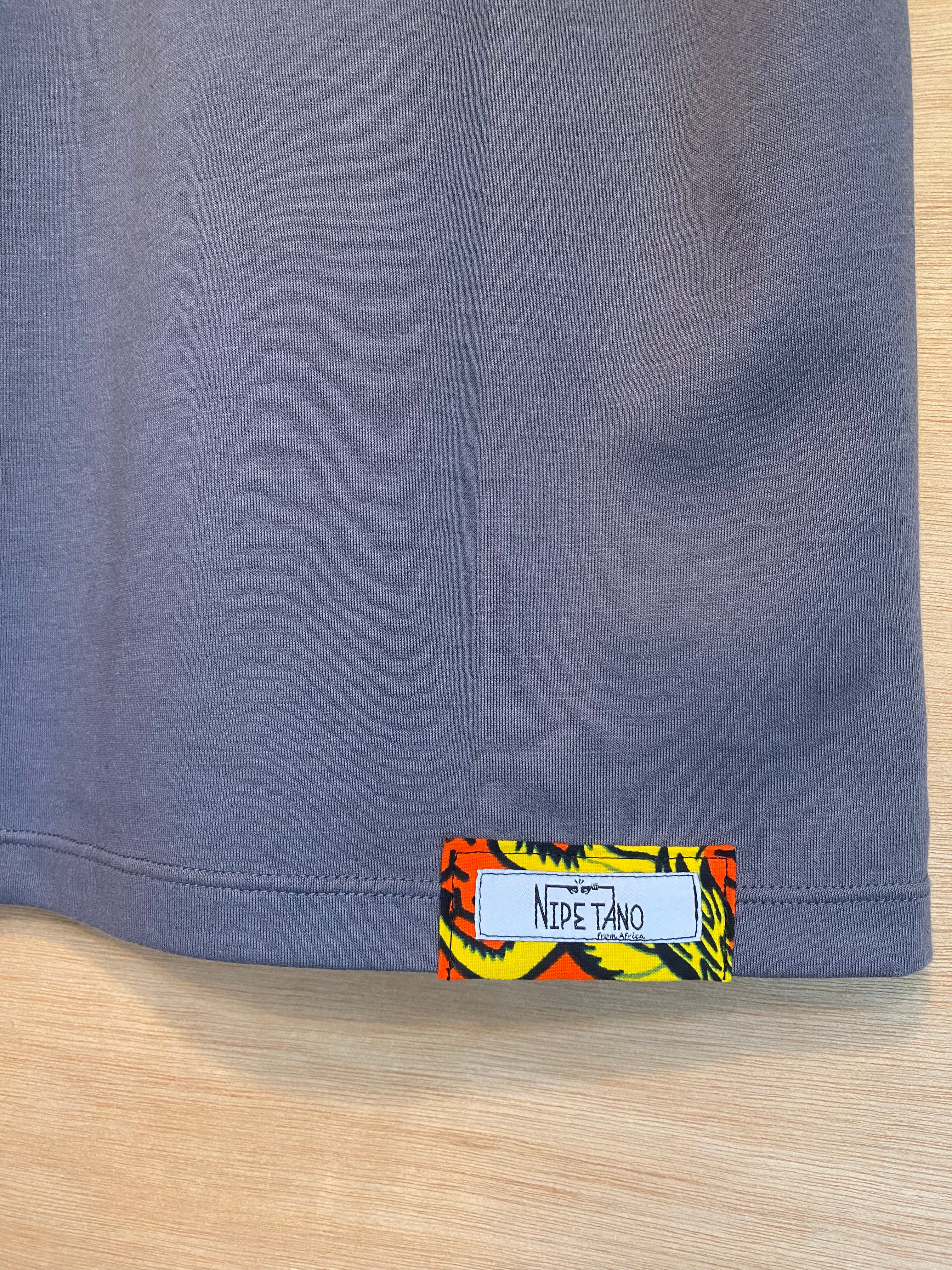 子供用アフリカンポケットTシャツ　グレー140