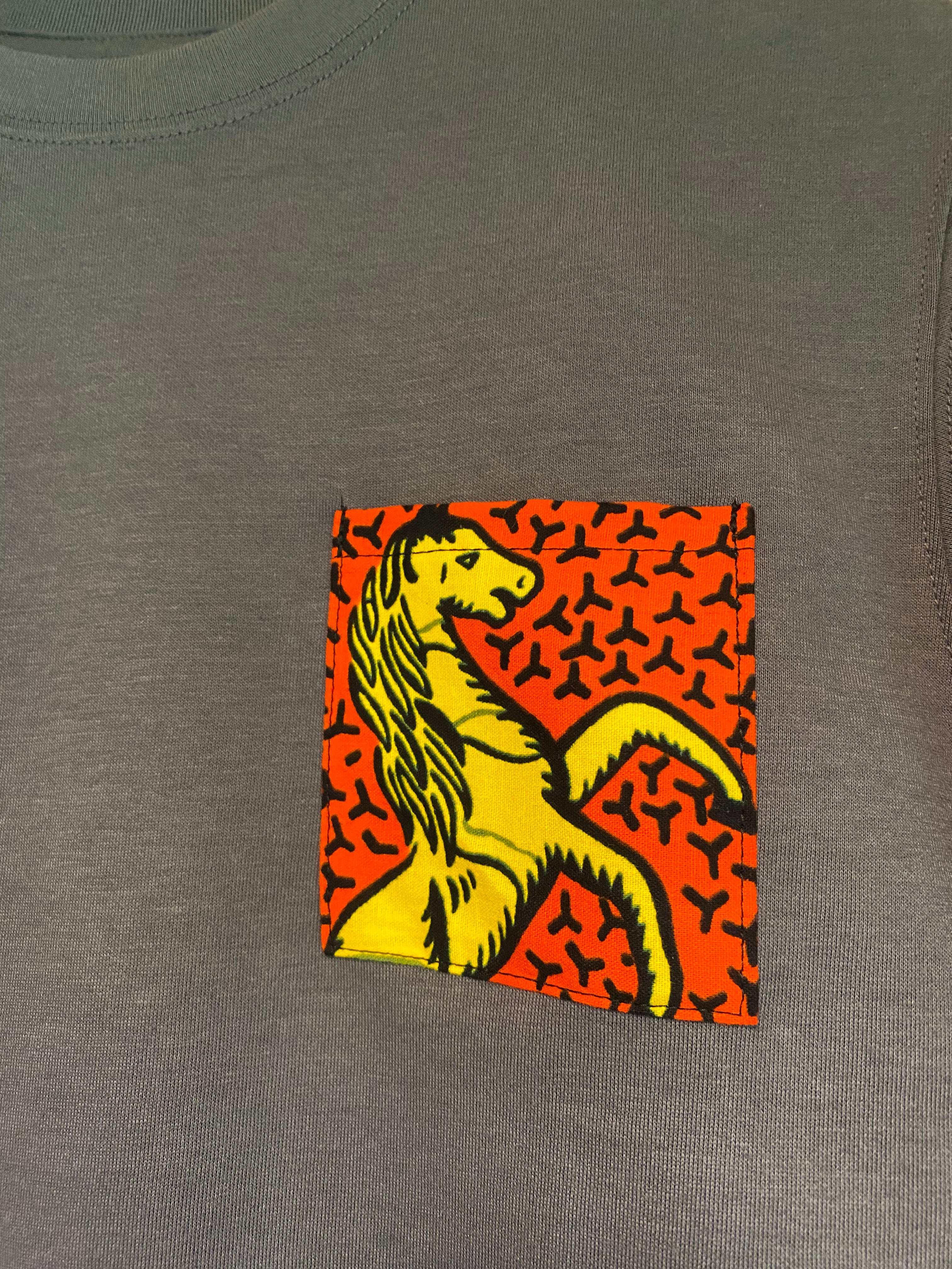 子供用アフリカンポケットTシャツ　グレー140