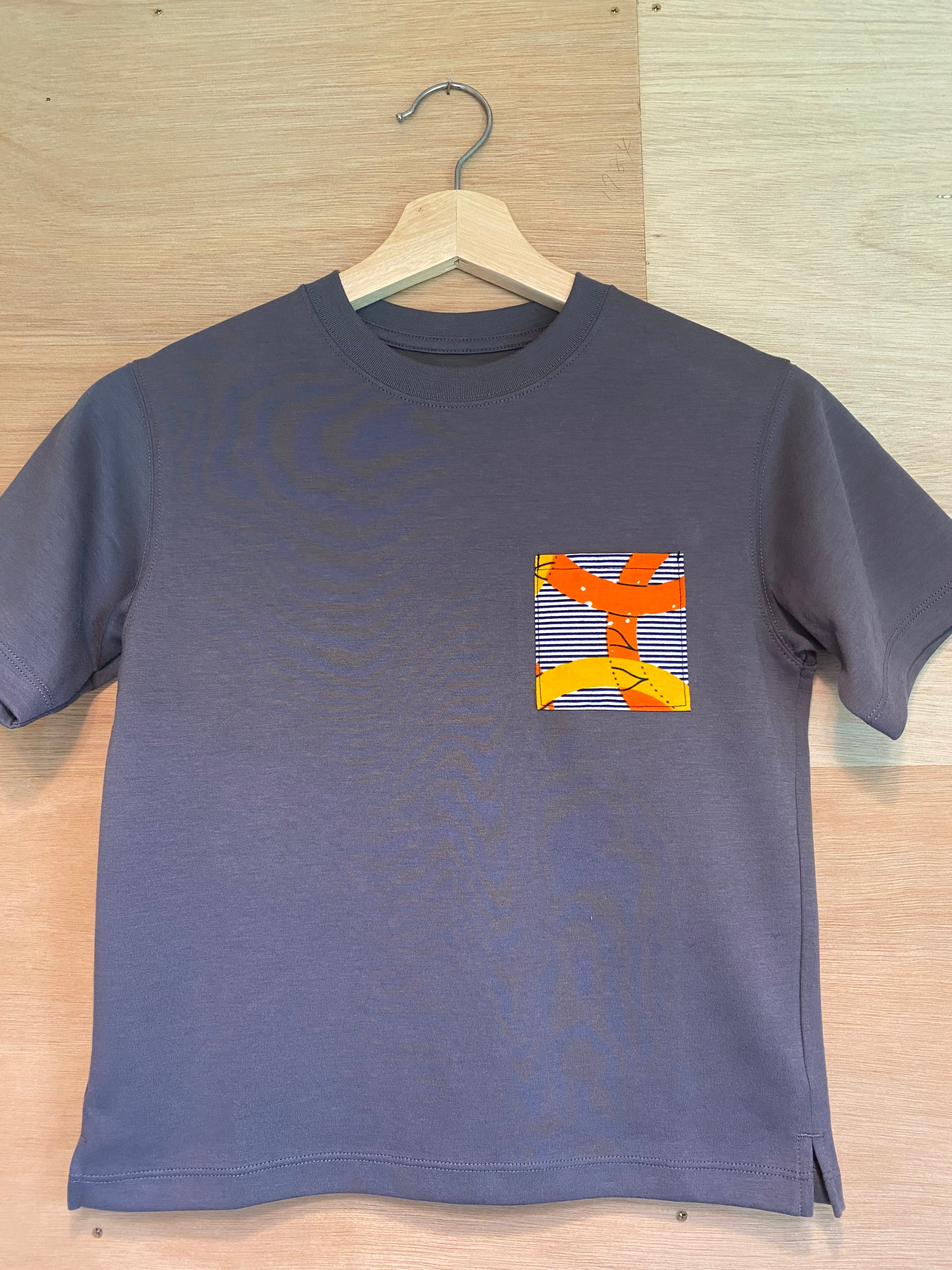 子供用アフリカンポケットTシャツ　グレー120
