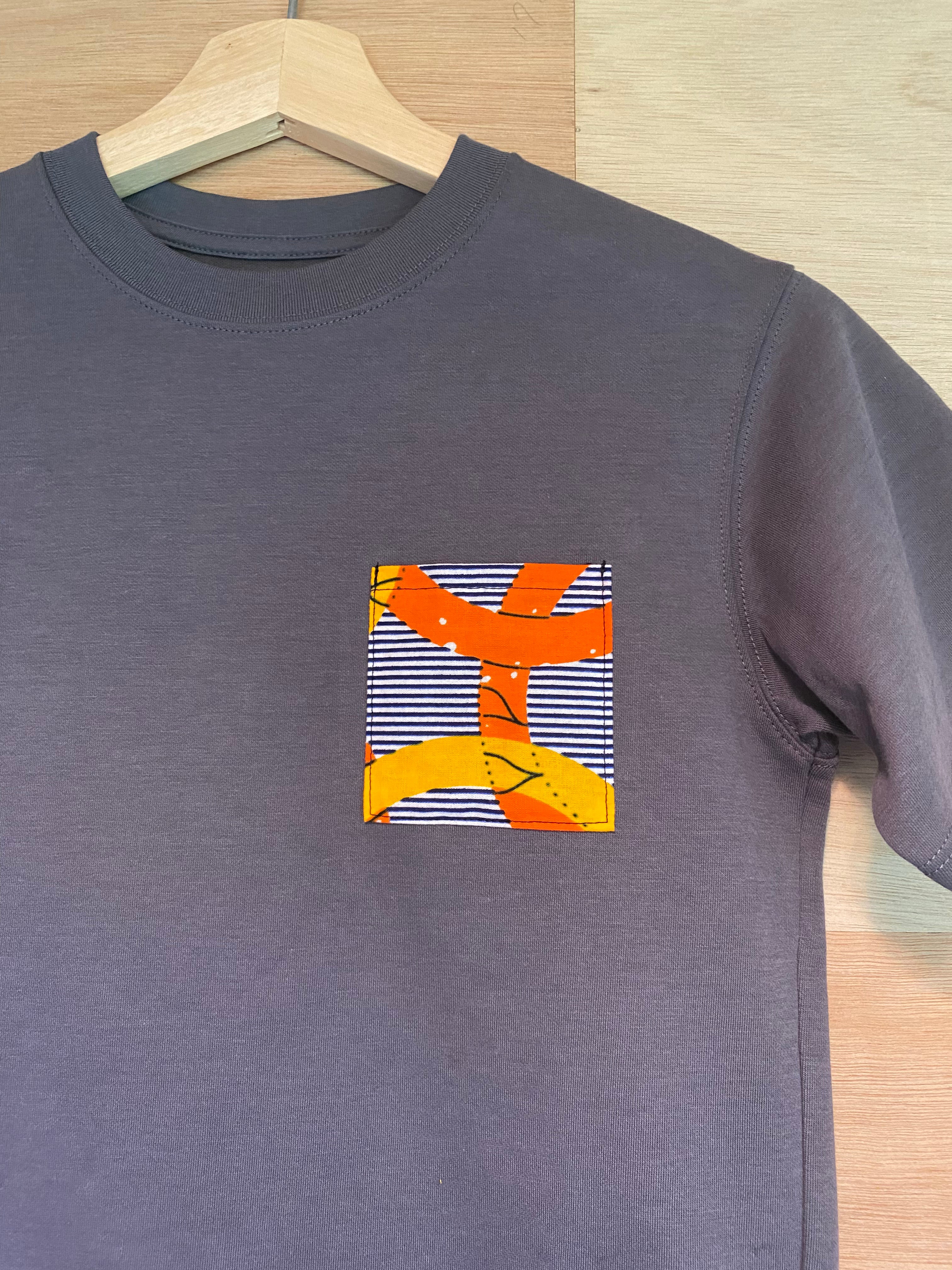 子供用アフリカンポケットTシャツ　グレー120