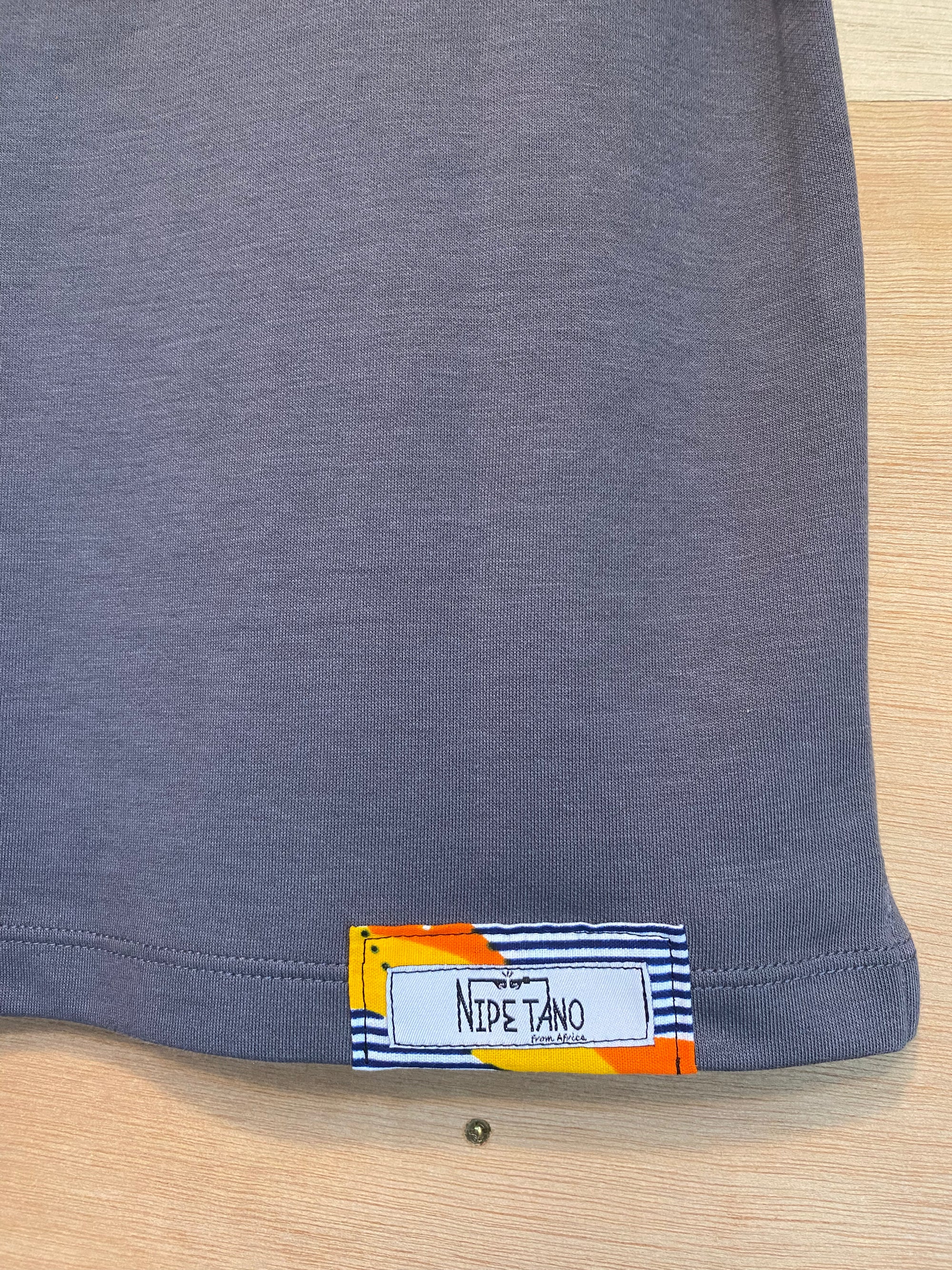 子供用アフリカンポケットTシャツ　グレー120